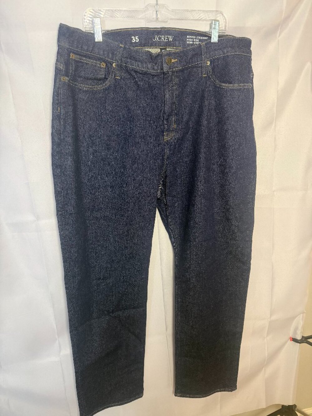 J.Crew Nipped Straight High Rise Jeans Size 35 Dark Indigo Semi-Stretch